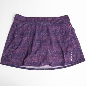 LL Bean Fitness Skort Size Medium Geo Print Pink Blue Athletic Tennis Pickleball
